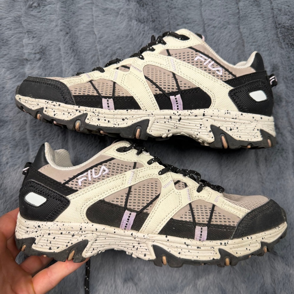 FILA Oakmont TR Womens Trail Sneakers Cream Black Lavender 5JM00812-258 Size 8.5